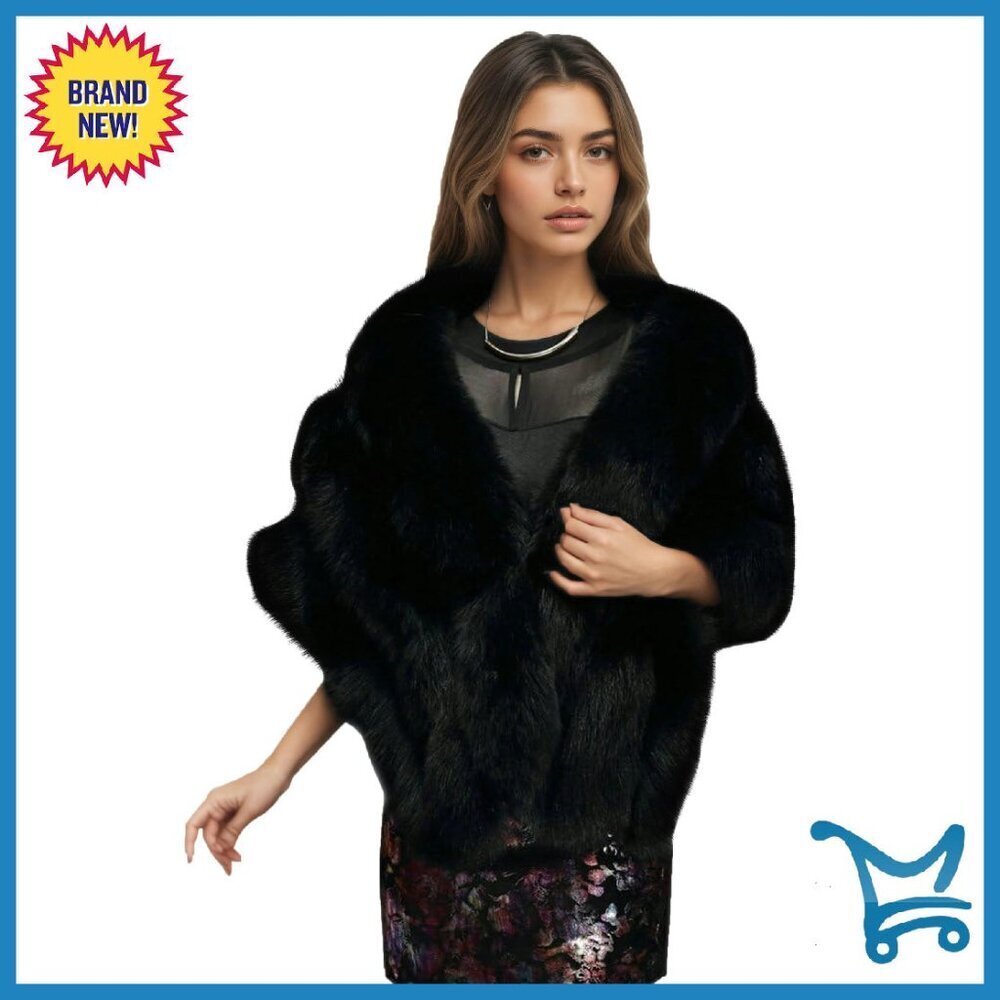 Luxury Faux Fur Shawl Wrap 60" Wedding Party Evening Dress Coat